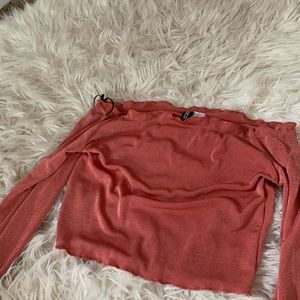 • H&M DIVIDED off the shoulder pink shimmery long sleeve top size medium